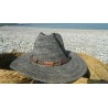 chapeau raphia crochet bleu gris style panama