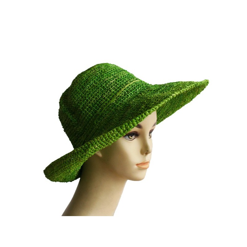 grand capeline rabane en raphia crochet pour femme