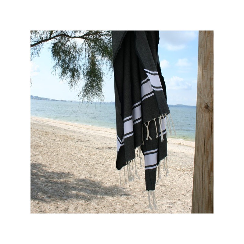 fouta drap de bain hammam noir