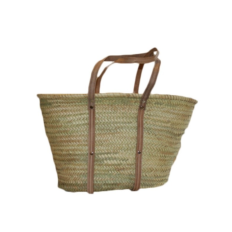 grand panier osier ceinture de cuir grand anses cuir