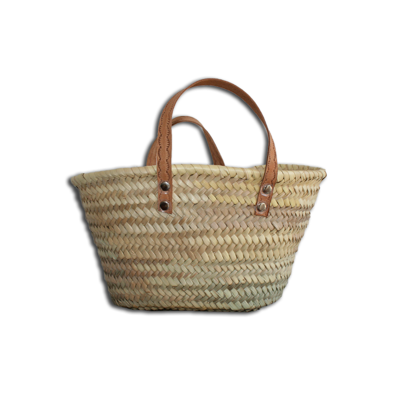 petit panier osier anses cuir plate