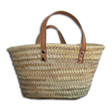 petit panier osier anses cuir plate