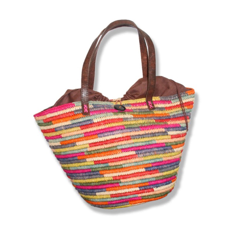 cabas raphia crochet multicolore