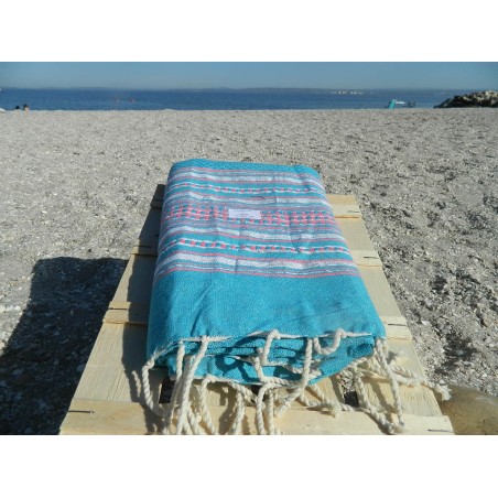 fouta en lurex bleu ciel