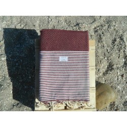 fouta en nid abeille rouge...