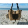 grand sac en raphia crochet et anses en cuir