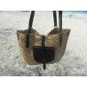 grand sac en raphia crochet et anses en cuir