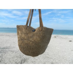 sac cabas arrondi en raphia crochet