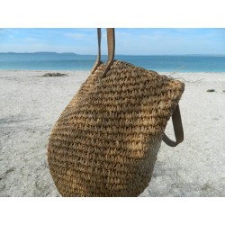 sac cabas arrondi en raphia crochet