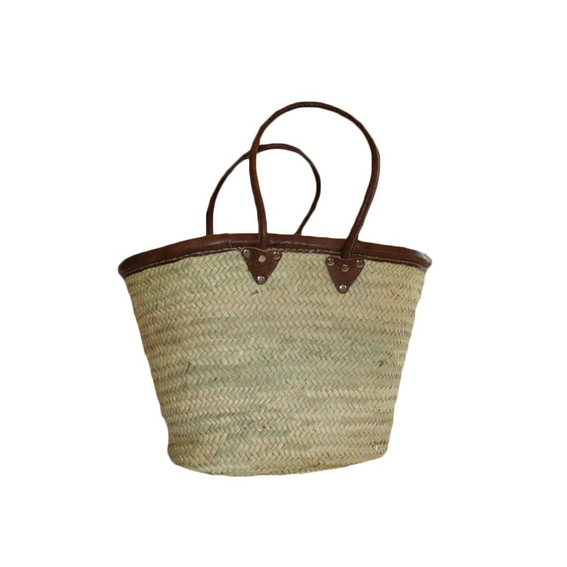 grand panier osier anses cuir et contour cuir