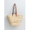 panier osier doubles anses cuir -plat porté épaule & main