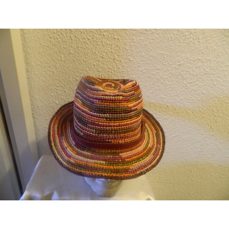 chapeaux Borsalino raphia crochet bariolé