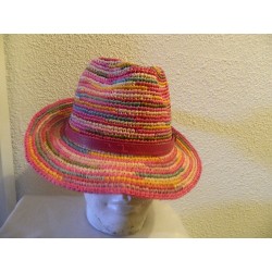chapeau fait main raphia crochet