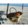 petit panier paille double anses cuir motif M