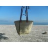 panier double anses cuir fermeture tissus