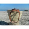 panier double anses cuir fermeture tissus