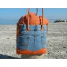 panier de plage en raphia motif jean et toile de jute