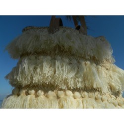 sac en double anse cuir avec laine  blanche