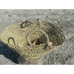 panier en doubles anses cuir paille ajouré