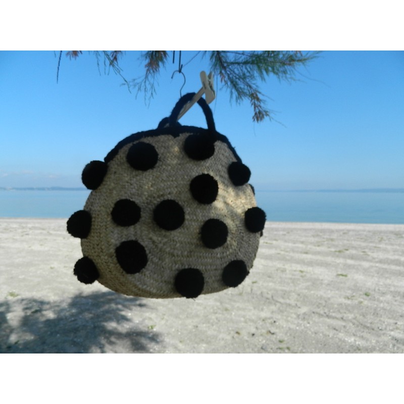 panier rond rond en laine noire