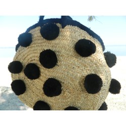 panier rond rond en laine noire