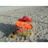 grand panier de plage en raphia orange