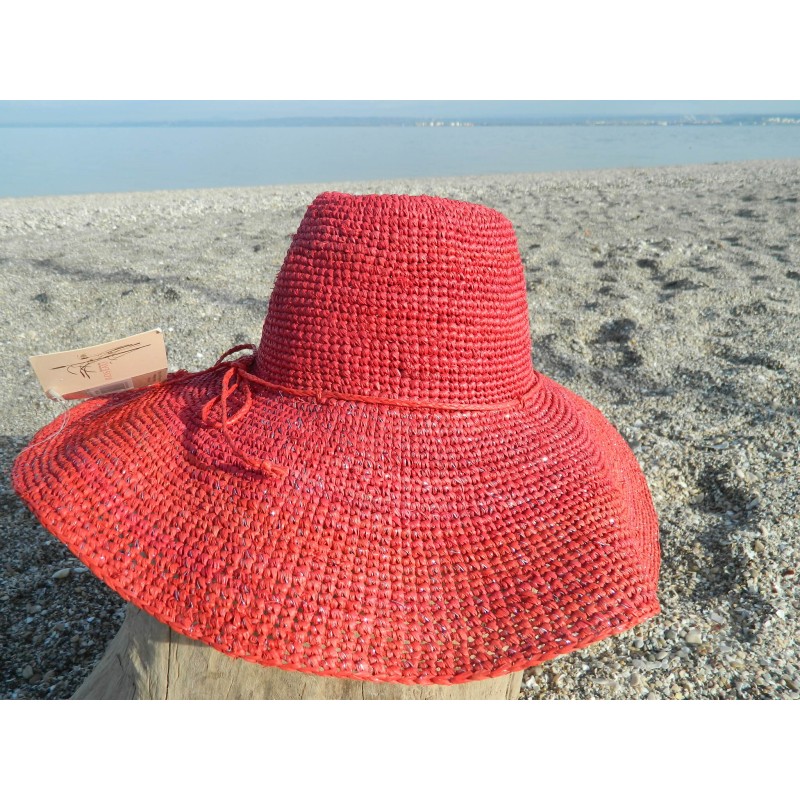 grande capeline en raphia crocheté -fil brillant argenté