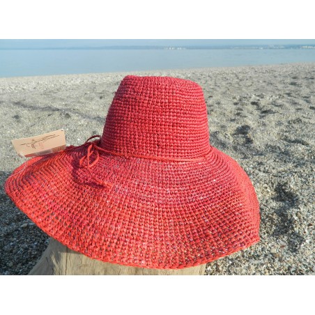 grande capeline en raphia crocheté -fil brillant argenté