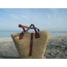 sac cabas en raphia crocheté -fermoir sangle et anses en cuir -chic & artisanal