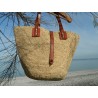sac cabas en raphia crocheté -fermoir sangle et anses en cuir -chic & artisanal