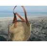 grand sac cabas en raphia tressage spirale-anses cuir & broderies