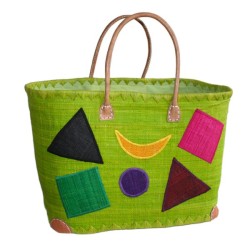 Grand panier de raphia vert anis