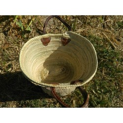 petit panier en palme naturelle anses cuir
