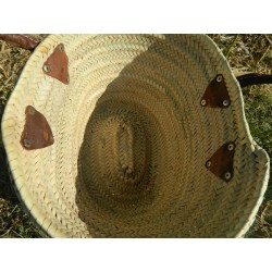 petit panier en palme naturelle anses cuir