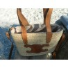 petit panier en raphia tricoté main- doubles anses cuir